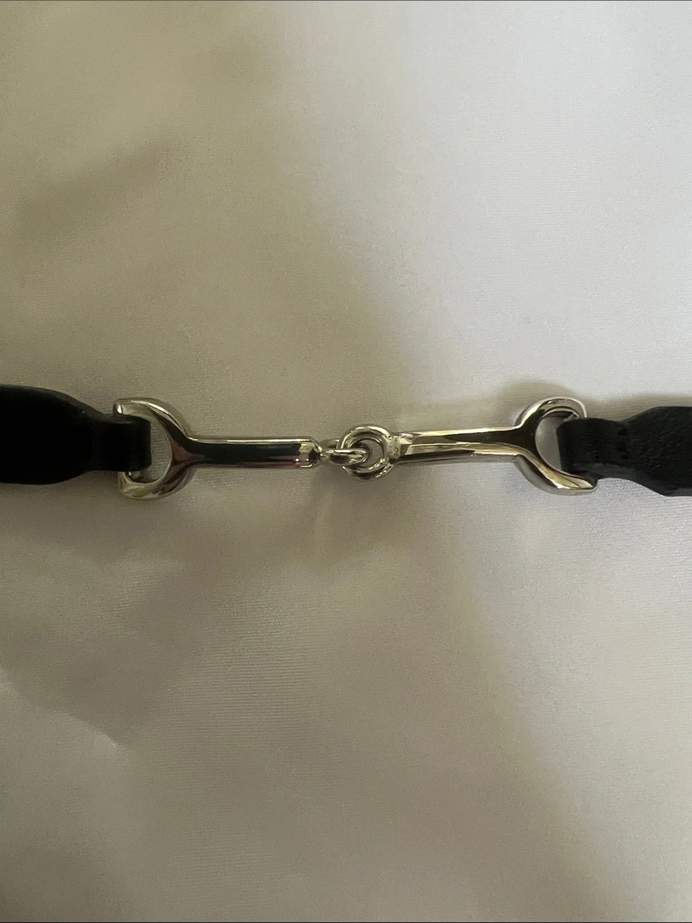 Talbots Black Genuine Leather Belt with Silver Link Detail Sz M Staple Preppy